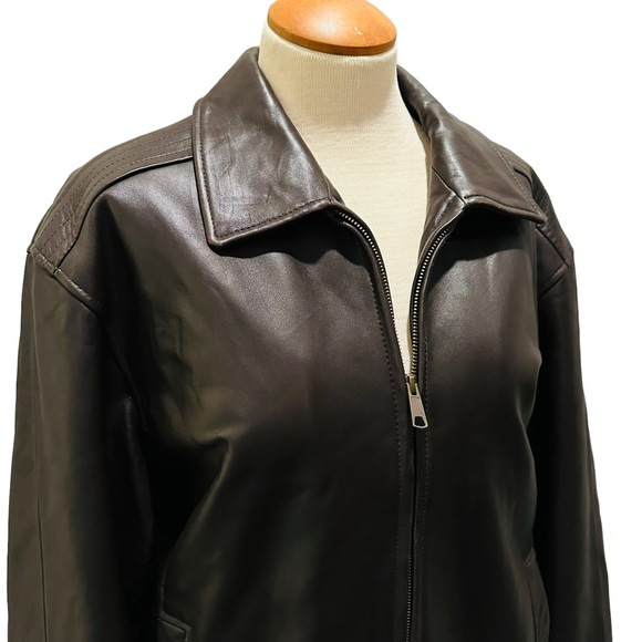 SOLD - DARK BROWN LEATHER BOMBER JACKET COAT - BUTTER SOFT - EUC! - Picture 3 of 16